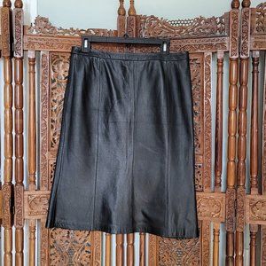 Vintage Black Leather A-Line Skirt